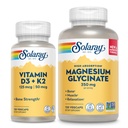 SOLARAY Vitamin D3 K2 ve Glycinate - Bone Health Sche -dis Abors, Nerve, Heart ve Immune Support w / 5000 IU Vitamin D, 350 mg Chelated Magnezyum, 60-Day Garanti, 120ct/120ct