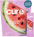 Cure Hydration | Plant-Based Electrolyte Drink Mix | Nodrew Sugar | FSA-HSA | Dehidrasyon Yardımı Tuvalet Su ile Yapıldı | Non-GMO | Vegan | Pouch of 14 Packets - Watermelon