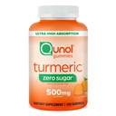Qunol Zero Sugar Turmeric Gummies, 500 mg Turmeric Curcumin, Ortak Destek Tamam, Ultra High Abxia Tumeric Curcumin, Vegetarian, Gluten Free, 120 Count Count