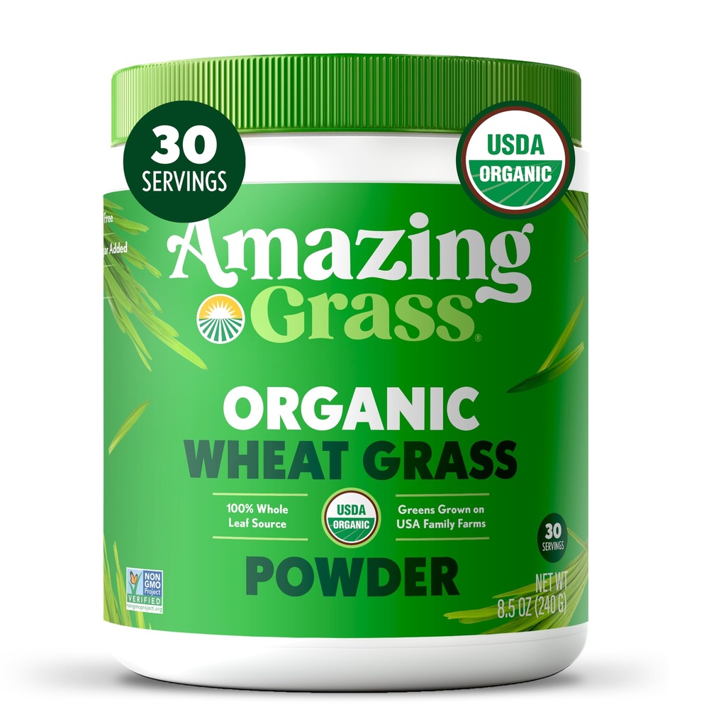 Amazing Grass Wheat Grass Toz: Enerji, Detox & Immunity Support, Chlorophyll Yeşiller Sağlayacak 30 Hizmet