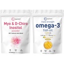Mikro Malzemeler Omega-3 Fish Oil 4,200 mg Softgels & Myo & D-Chiro Inositol Toz Paket 2 Pack | Wild-Caught Fish, Lemon Flavored, Burpless | Inositol Supplement for Women