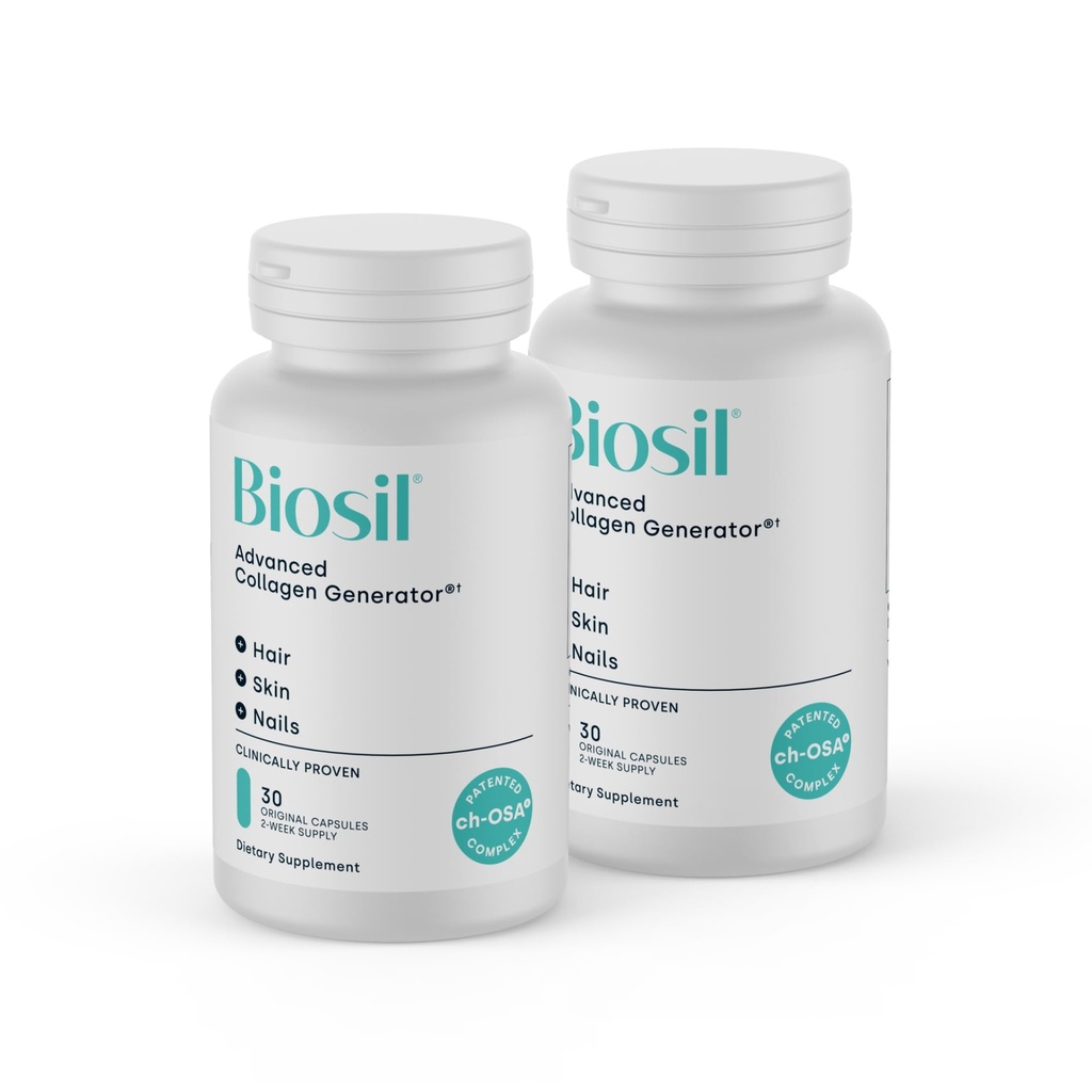 Biosil Collagen ATM Supplement - 30 Original Capsules, 2 Paket - Skin, Hair, Nails & Ortaklar için patentli ch-OSA Activator - Supports Natural Production - 30 Günlük Supply