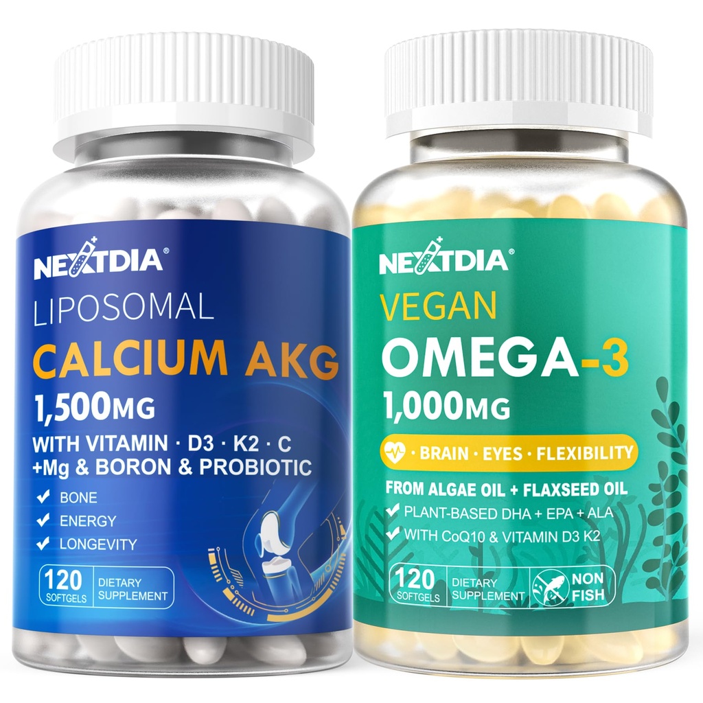 Liposomaldis AKG Supplement 1500 mg + Vegan Omega 3 Supplement 1000 mg + Vegan Omega 3 Supplement 1000 mg