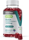 Viteey Biotin Gummies for Hair, Skin, and Nails 10.00006 - Sugar Free - Saç Büyüme Gummies, Sağlıklı Skin Glow, Güçlü Sağlıklı Çiçeği Büyüme - Vegan, Gluten Free, Gelatin Free- Tasty Berry Flavor