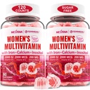 (2 Pack) Sugar Free Torchated Multivitamin for Women Gummies withuba, D3 K2, Inositol, Folate, Biotin, Iron, A, C, E, B Kompleks - Multi Vitamins & Minerals - Enerji, Immune, Bone - Vegan