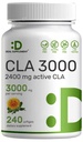 Ultra Strength CLA 3000 mg | 240 Softgels, Safflower Oil'den Active Conjugated Linoleic Asit