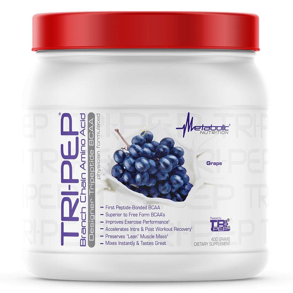 Metabolik Beslenme - TRIPEP - Tri-Peptide Branch Zinciri, BCAA Toz, Pre Intra Post Workout Supplement, Grape, 400 Grams (40 Hizmet)