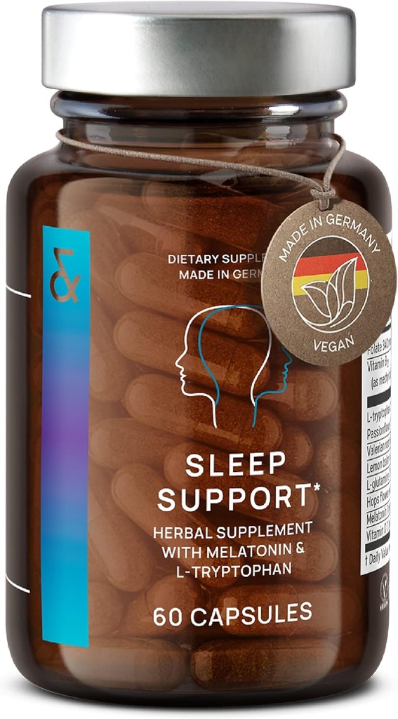 N°6 Doğal Uyku Melatonin 1 mg & L-Tryptophan - Passionflower, Valerian Root & More - Geliştirilmiş Uyku Tamamı - Restful Nights için 60 Capsules