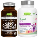 Vegan Omega-3 Algae Oil + Advanced Kids Multivitamin Gummy Sche, High Concentration DHA & EPA + Vitamin A, B, C, D3 & E, Temiz Malzemeler 60 Softgels + 90 Berry Flavor Gummies, Igennus