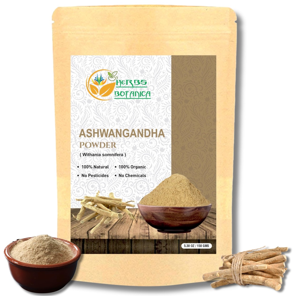 Herbs Botanica Ashwagandha Root Toz Withania Somnifera Toz Ashwaganda Ayurvedic Herbal Supplement Desteği ve Güçlü 5.3 ozz