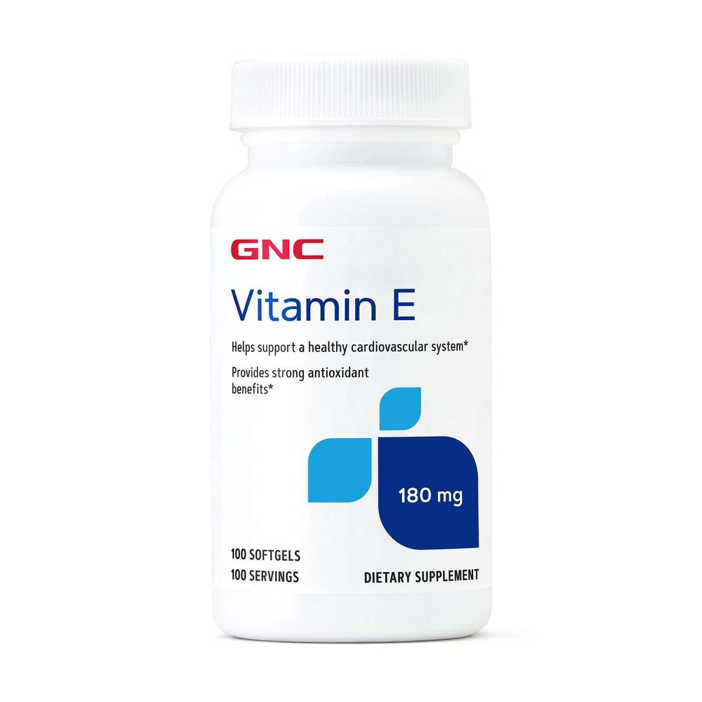 GNC Vitamin E 200mg, Supports Healthy Cardiovascular System, 100 Softgels | Provides Strong Antioxidant Support for a Healthy Cardiovascular System, Free of Sugar, Gluten, and Artificial Colors