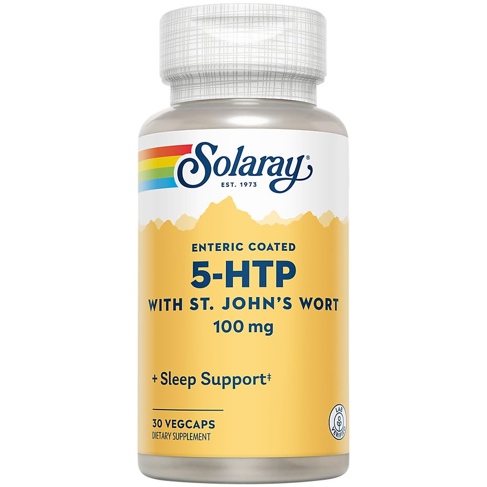 SOLARAY 5HTP Plus St John's Wort - 30 Enteric-Coated Capsules - 100 mg - 30 Hizmet
