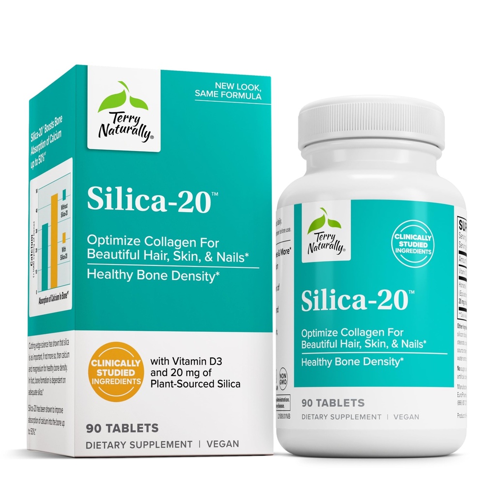 Terry Natural Silica-20 - Saç Büyüme ve Çiçek Güçlerini Destekleyin - Pediatrik Yoğunluğu ve Güçlülüğe Katkı - Skin, Nail & Bone Health - 90 Tabletler