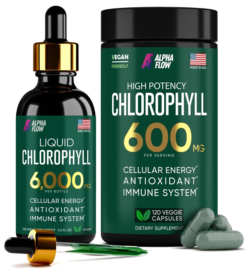 (Bundle) Sıvı Chlorophyll Drops & Chlorophyll Capsules – Natural Energy, Immune Support, Internal Freshness ve Anti Supplementoksit