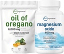 Oregano Softgels 6.000 mg Per Servis & Banyo Magnezyum 400 mg Paket | 4X Güçlü Carvacrol & Thymoquinon | Elemental Form for Max Concentration