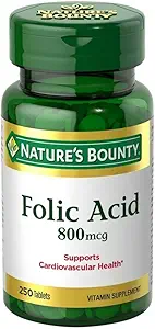 Folic Acid 800 mcg Tabletler maksimum Güçlü, 4 Şişe (250 Kont)