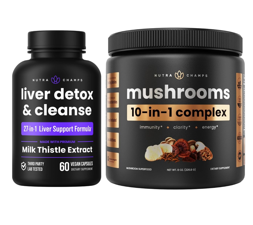 NutraChamps Liver Detox & Mushroom Toz - Biliş, Detox & Immunity Schemps Liver Detox & Mushroom Toz - Cognition, Detox & Immunity Schemp