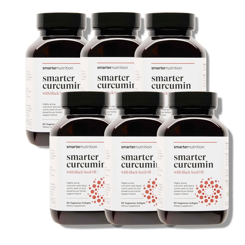 Smarter Beslenme Curcumin Softgels - Vegan Yüksek Abvitamin 400 mg Curcumin Supplement Standartized to% 95 Tetrahidroids + Black Seed Oil & Ginger for Common & Immune Health - 360 Ct