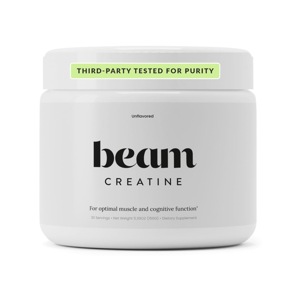 Beam Kretine Monohidrat Toz – 5g Micronized Tinatine Monohidrat, Üçüncü Parti Kadınlar ve Erkekler için Kre Güçlü, Büyüme, Kurtarma ve Bilişsel Destek, Unflavored, 30 Hizmet