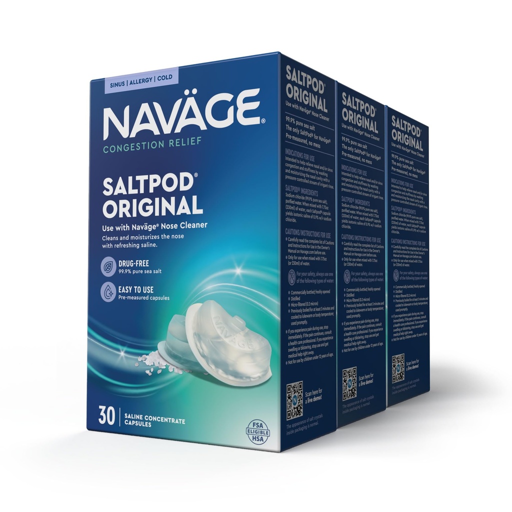 Navage SaltPod Sche 3 30-Packs (90 SaltPods) - Navage Salt Pod Refills Only - Navage Nasal Irrigation System - Sinus Rinse ve Saline Pods için özel olarak tasarlanmıştır