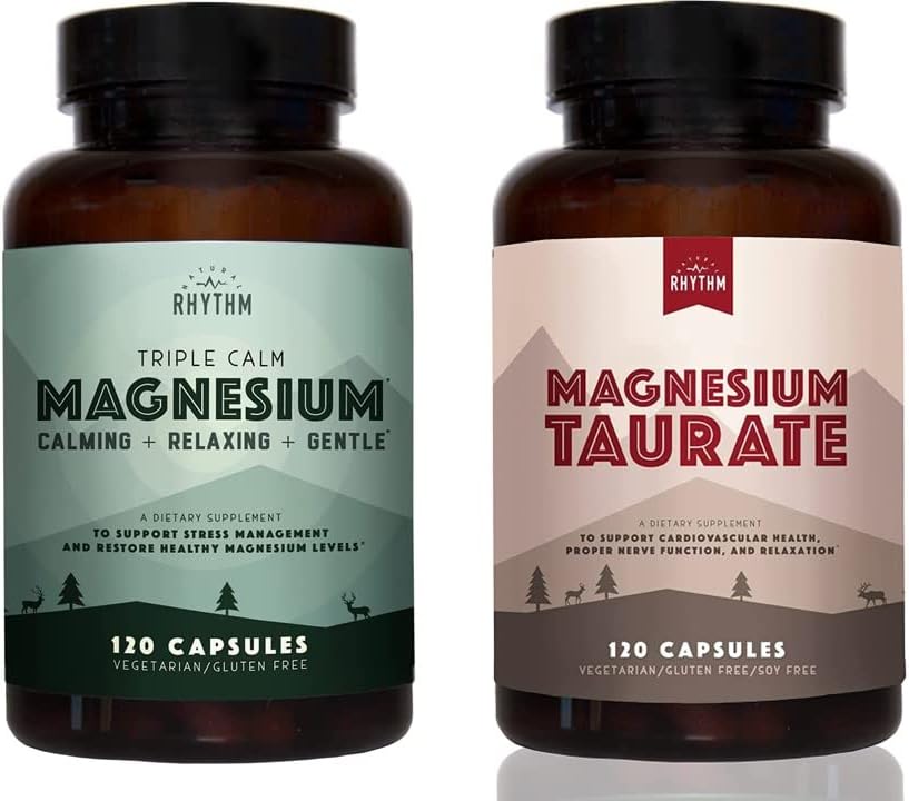 Doğal Rhythm Day & Night Sche - Triple Calm Magnezyum 150 mg, 120 Capsules + Magnezyum Taurate 750 mg (150 mg of Elemental Magnezyum) 120 Capsules