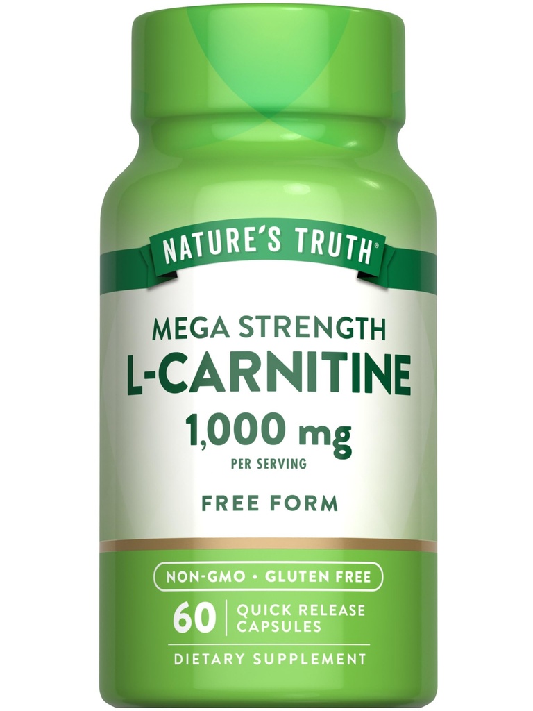 Nature's Truth L-Carnitine 1000 mg | 60 Capsules | Mega Strength | Free Form | Non-GMO & Gluten Free Supplement Supplement Supplement