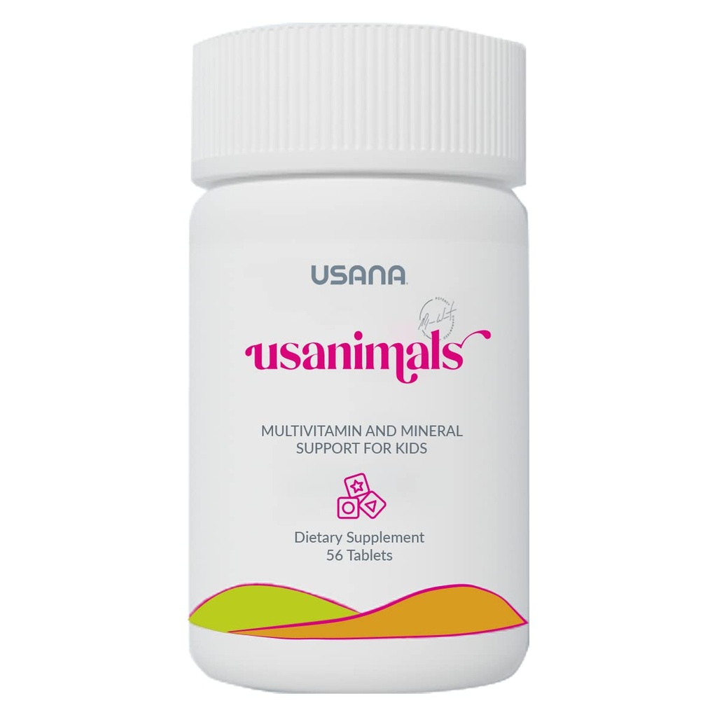 USANA Usanimals Multivitamin for Kids - Daily Chewable Tabletler A, C, D, E, B6, B12, çinko, Iron - Supports Immune, Bone & Brain Health - Essential Nutrients for Ages 2-12 - 56 Tablet