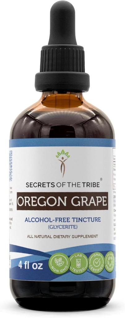 Tribe Oregon Grape Alkol Özgür Sıvı Ekstraksiyonun Sırları, Sorumluluksız Oregon Grape (Mahonia aquifolium) kuru Kök (4 FL OZ)