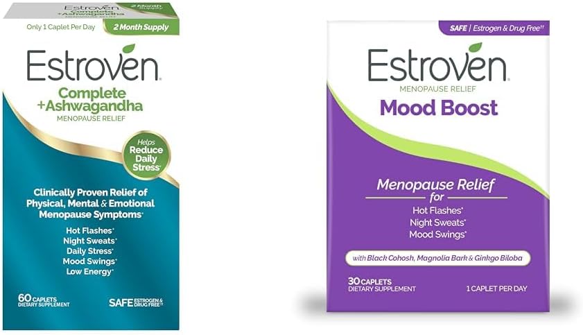 Estroven Tamam Menopause Relief + Ashwagandha 60 Ct & Estroven Mood Boost Menopause Relief 30 Ct
