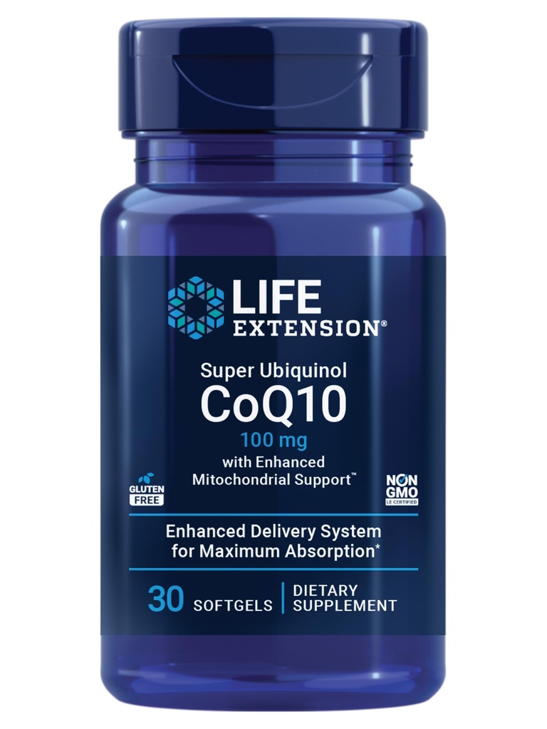 Life Extension Super Ubiquinol CoQ10 gelişmiş Mitochondrial SupportTM, Heart Health Supplement, maksimum Aborps 100 mg, Non-GMO, Gluten-Free, 30 softgels