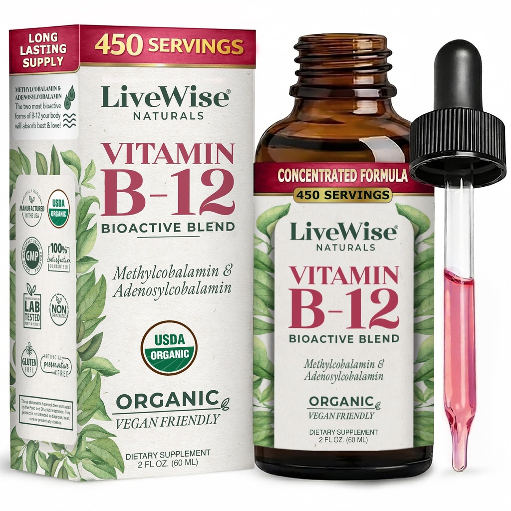 Sıvı B12 Vitamin Sublingual – All-Do Doğal Sıvı Vitamin Vegan B12 Drops – Non-GMO Adenosylcobalamin Mecobalamin B12 Supplement – Immune System, Metabolism, Enerji ve Odaklığınızı güçlendirin!