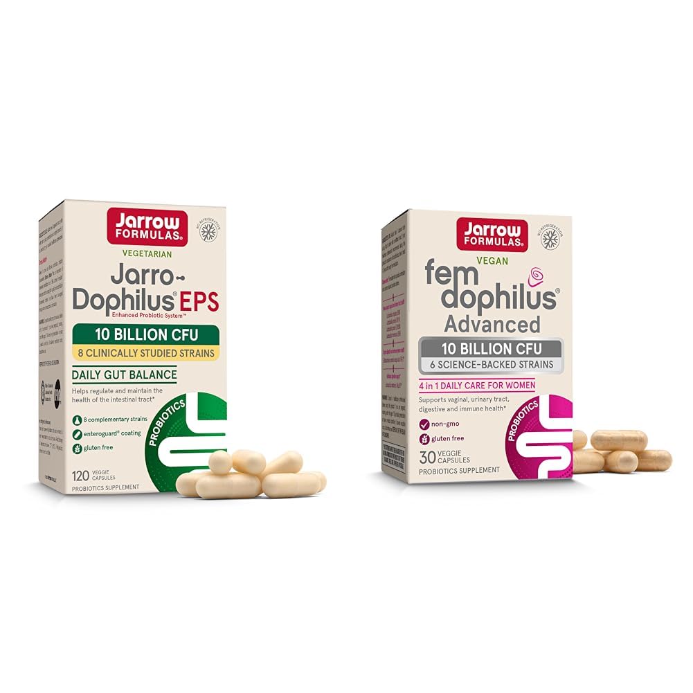 Jarrow Formulas Probiyotiks Sche with Jarro-Dofilius EPS 10 Milyar CFU 120 Caps and Fem-Dofilius Advanced 10 Milyar CFU 30 Caps
