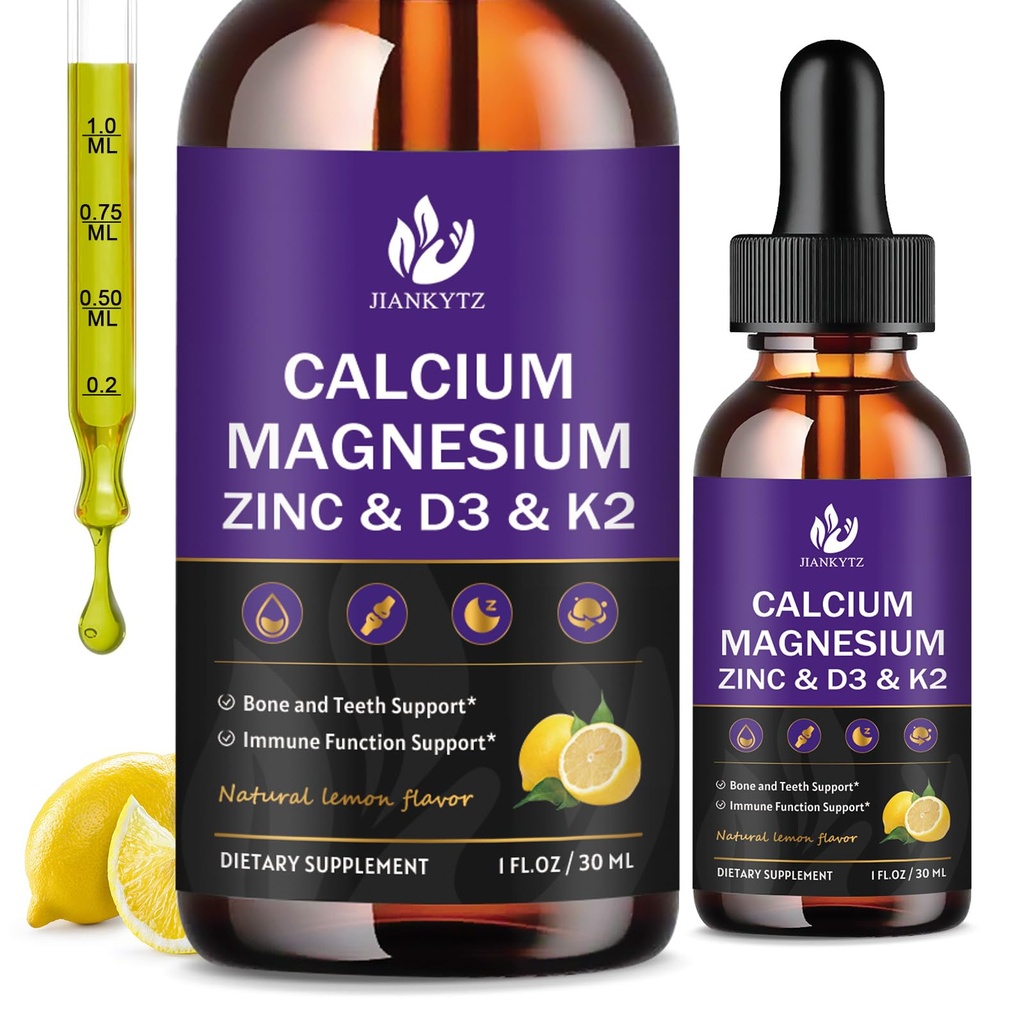(2 Pack) Gıda Magnezyum çinko sıvısı Kadınlar ve Erkekler için damlalar - Bone & Dişler, Immune Desteği, Magnezyum Glycinate, C D3 K2 B6 ve Sea Moss | Sugar Free