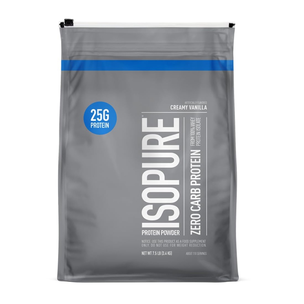 Isopure Zero Carb 100% Pure Whey Isolate protein Toz, Lactose Free, Gluten Free, With Vitamins, Creamy Vanilla, 25g Protein Per Hizmeti, 7.5 Lbs, 110 Hizmet (Pazarlama)