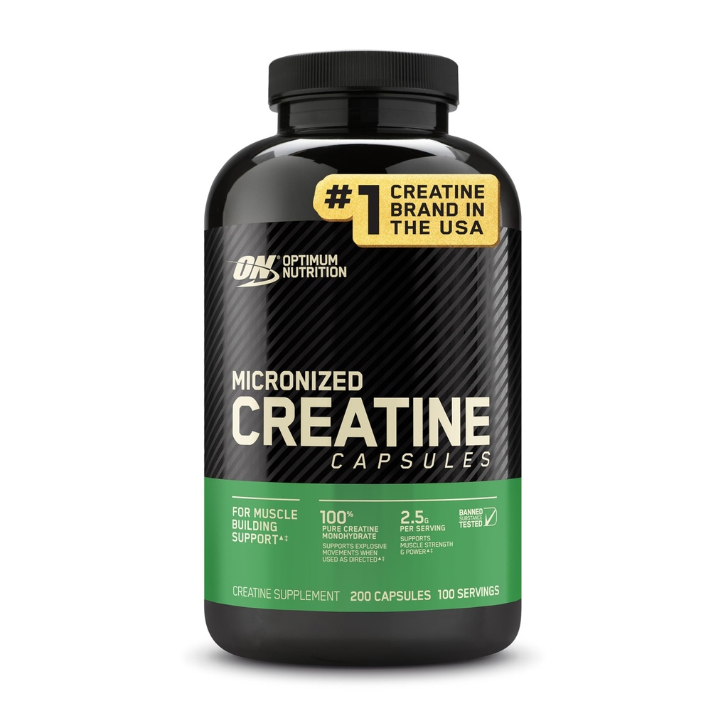 Optimum Beslenme Mikronized Kretine Monohidrat Capsules, Keto Friendly, 2500 mg, 200 Capsules (Pazar Mayıs Vary)