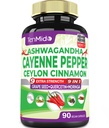 Cayenne Pepper Supplements Capsules, 3 Ay Supply & Ashwagandha, Ceylon Cinnamon, Grape Tohum, Quercetin, Moringa, Ginkgo Biloba - Heart Wellness, Thes Digestive Health -90 Caps
