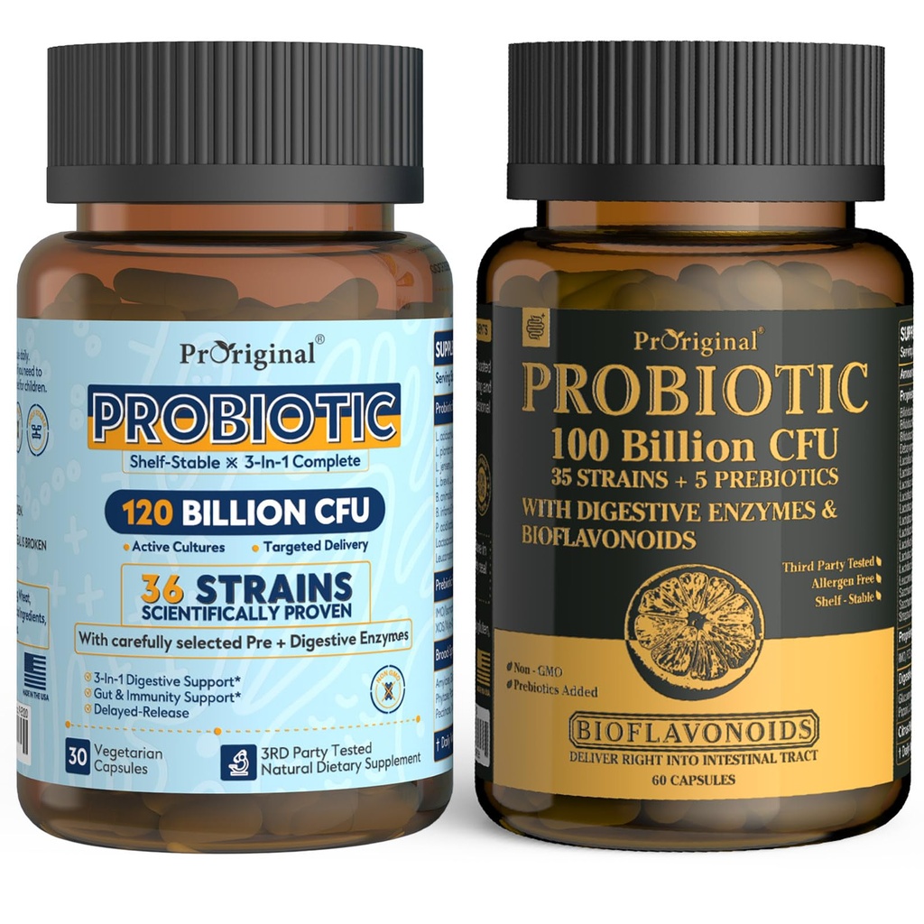 Probiyotik 100 Milyar CFU + Gut & Digestive Health için 120 Milyar CFU, Vegan Acidofili
