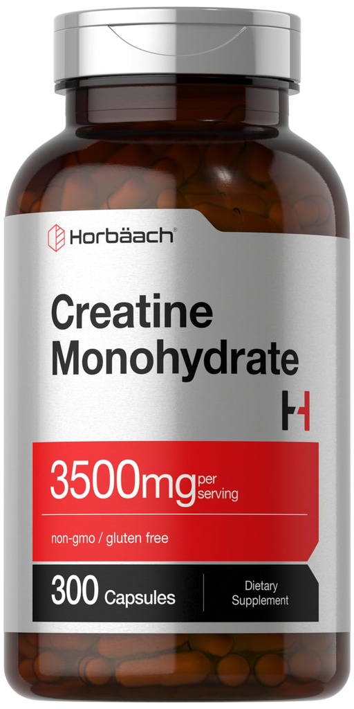 Horbäach Tinatine Monohidrat Capsules | 3500 mg | 300 Count | Non-GMO ve Gluten Free Supplement Supplement