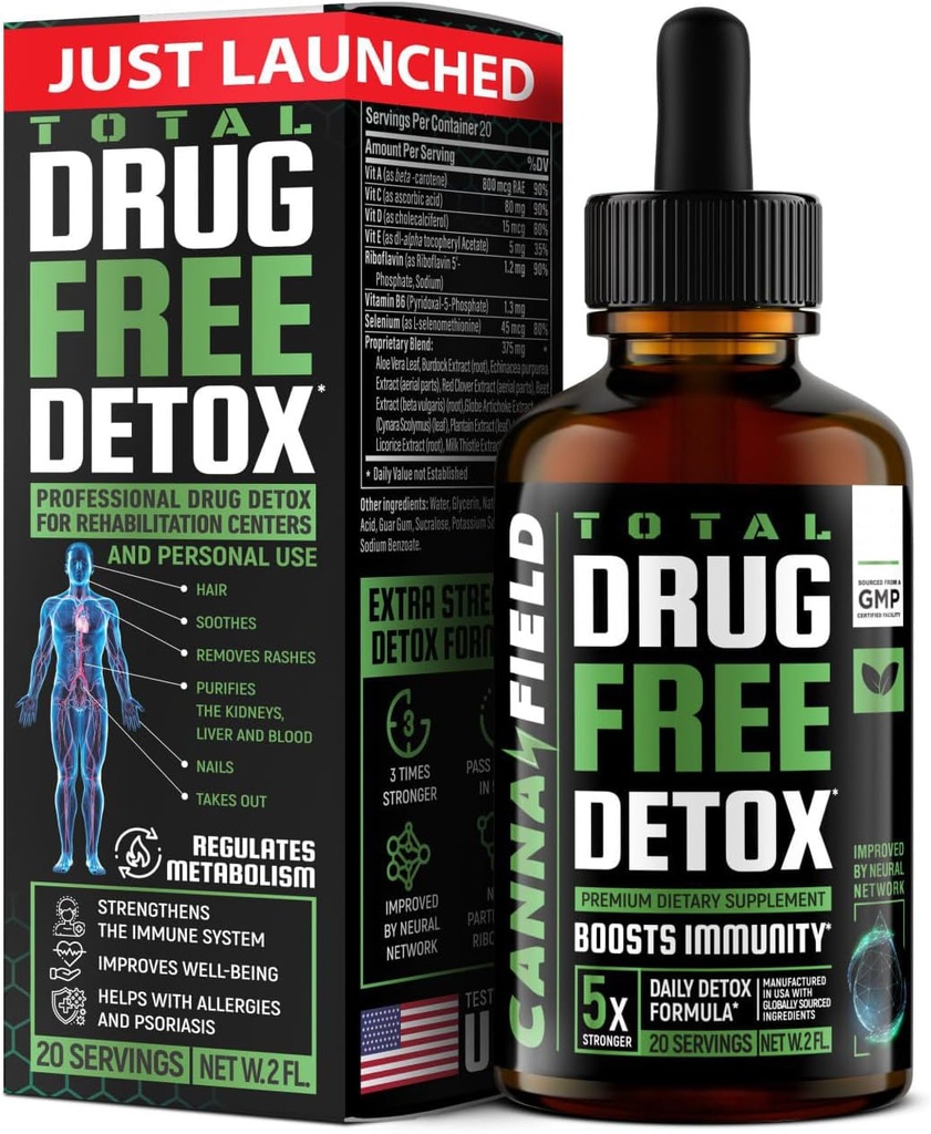 Body Cleanse Liquid Detox Drops, Liver, Gut Cleanse Detox & Repair with Milk Thistle, Premium Detox Supplement, 5-Days Detox Supplement, 5-Days Detox