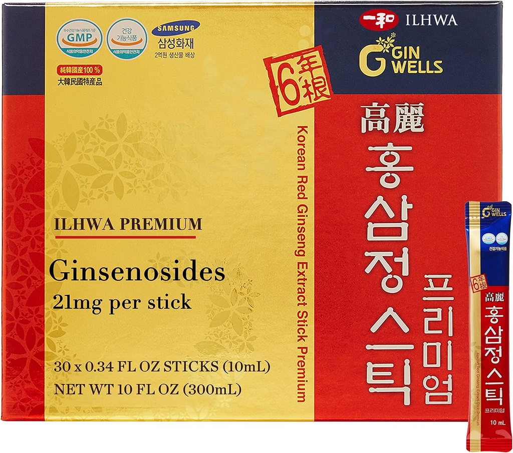 ILHWA Premium Kore Red BTC Taklitleri (0.34fl oz X 30 Sticks) - Immunity için. Ginsenoside 21 mg oda başına