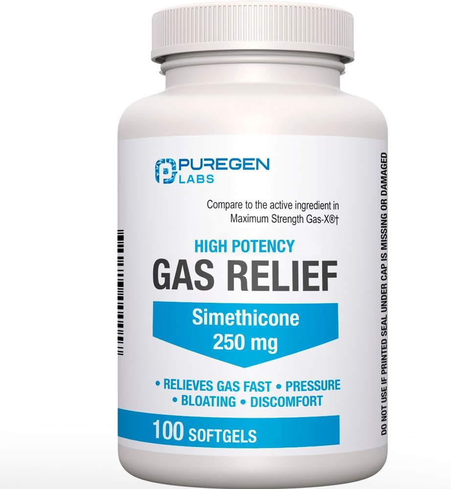 Simethicone 250 mg Relieve Basınç, Bloating ve Painful Discomfort Gaz-X ve Phazyme ile karşılaştırıldığında -100 Sayı Kont Kont