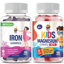 Çocuklar için Magnezyum Gummies 500 mg & Iron Gummies - Vitamin C C vitamini ile Demir Vitaminleri