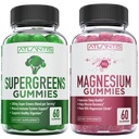 Supergreen & Magnesium Gummies - Magnesium Helps Muscles Recover, Delicious Supergreens with Spinach, Broccoli, Beetroot, Green Tea, & Acai for Immunity Support- 60 Gummies