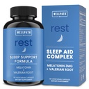 WellPath Rest Valerian Root Sleep Aid for Yetişkinler with Melatonin & L-Theanine | Natural & Herbal Uyku Pills with Extra Strength | 5HTP, Lemon Balm, Chamomile, 60 Ct