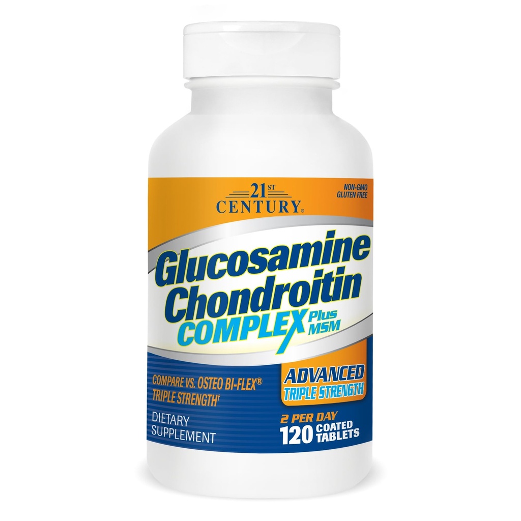 21. Yüzyıl Glucosamine Chondroitin Kompleksi Plus MSM, Advanced Triple Strength, 120 Tablets