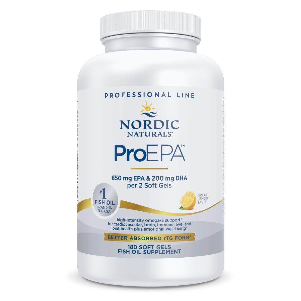 Nordic Naturals ProEPA, Limon - 180 Soft Gels - 1210 mg Omega-3 - Sağlıklı Mood, Kalp Sağlığı ve Hücresel Fonksiyonlar için Yüksek Boyut EPA Formula - Non-GMO - 90 Hizmet