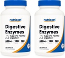 Nutricost Digestive Enzymes 620 mg, 120 Veggie Capsules (2 Şişe) - Tamamlayıcı Enzyme Supplement