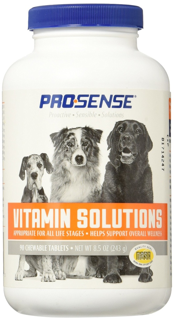 ProSense Vitamin Çözümleri 90 Kont, Chewable Tabletler Köpekler için, Yardım Genel Sağlık (P-870)