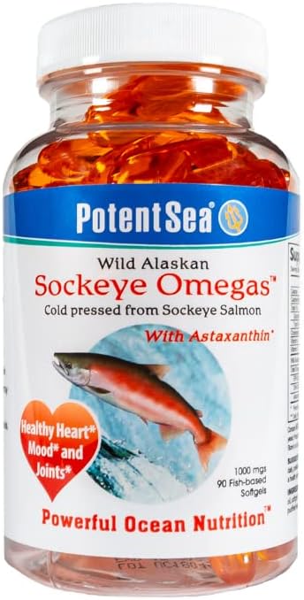 Vahşi Alaskan Sockeye Omegas Salmon Fish Oil Supplement, Omega-3 EPA ve DHA, Easy Digestion, Cold Pressed, 90 Softgel