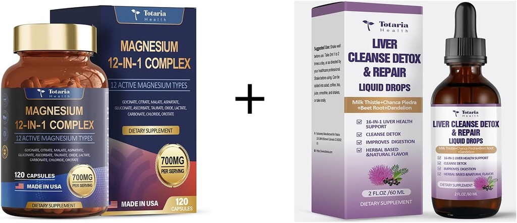 12'de 1 Magnezyum Kompleksi +Liver Cleanse Detox & Onarım Sıvı